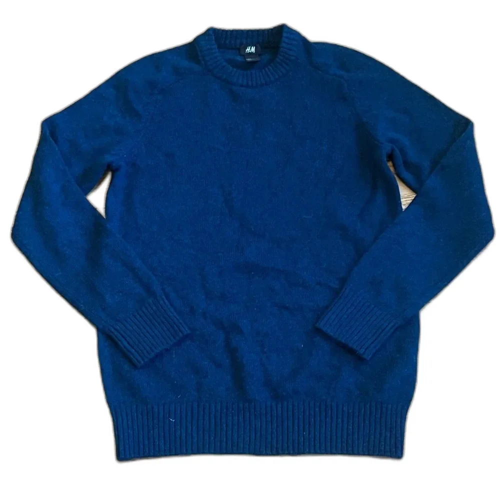 H&M Wool Blend Crew Neck Long Sleeved Sweater Blue Size Small